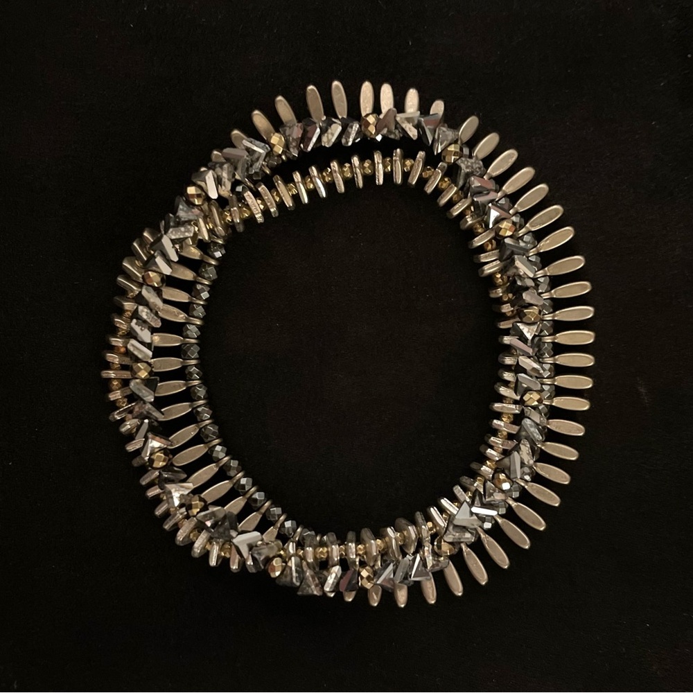 Stella & Dot Bracelet Set Mixed Metal Gunmetal Brushed Gold